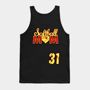 Softball Mom #31 Softball Jersey Favorite Player Biggest Fan Heart Softball Jersey Tank Top